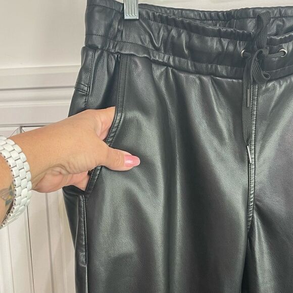 Black Faux Leather‎ Joggers size 10 - Picture 4 of 7